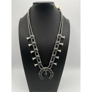 Lot Of 12 Black Howlite Stone Squash Blossom Statement Necklaces Boho Indi New